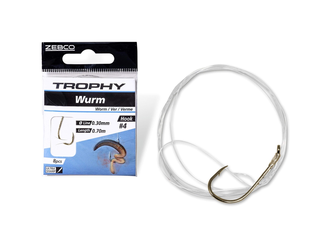 Pacote de 8 Líderes ZEBCO Trophy Worm 0,25Mm 70Cm 8