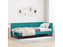 Vidaxl Estrutura De Cama De Canto Turquesa 100 Cm X 200 Cm Veludo