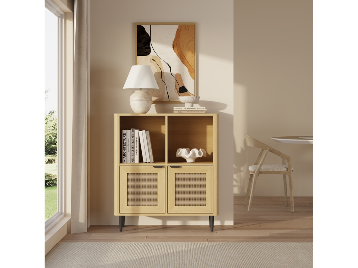 Cómoda Lukhomso com 2 Portas 85x75x30 Cm Aspeto Carvalho EN.CASA