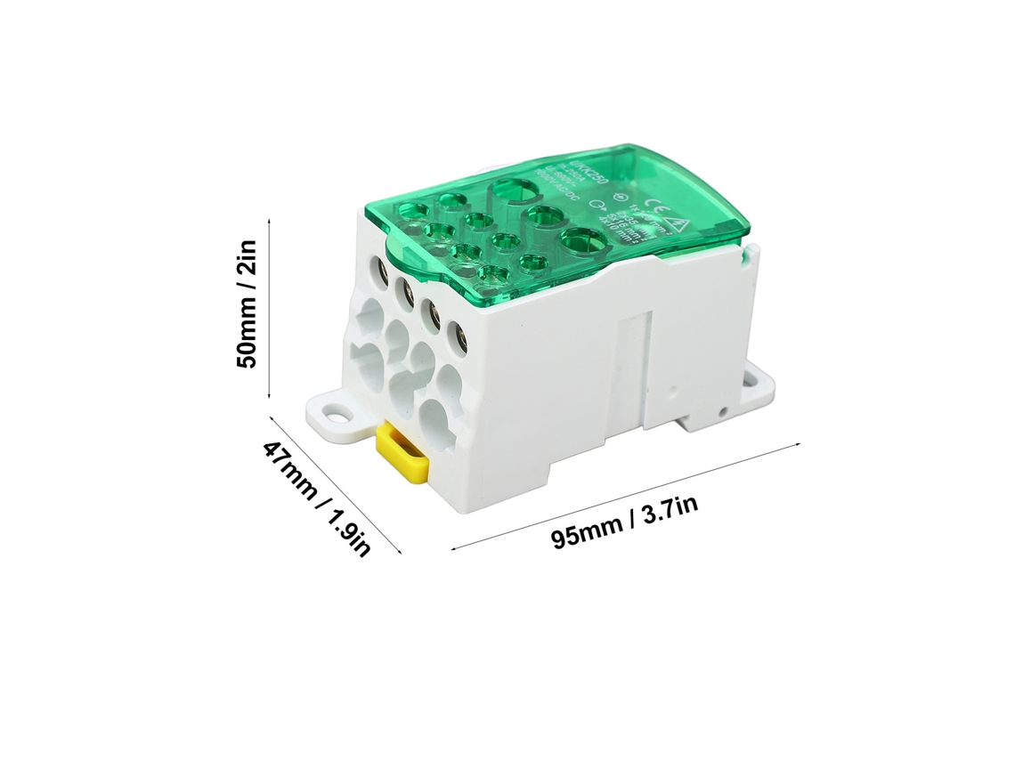 Caixa De Junção Com Bloco Terminal Din Rail 690v 250a Verde