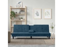 Vidaxl Sofá-cama Com Suporte Para Copos Veludo Azul