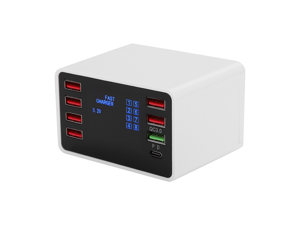 Carregador Inteligente Multi porta LAXISCREED com Qc3.0 e Display Lcd
