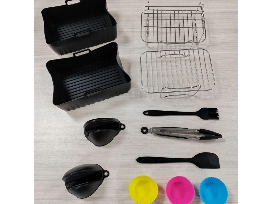 Elysve Forro De Silicone 7,8 Polegadas, 2 Peças, Para Fritadeira A Ar, Preto