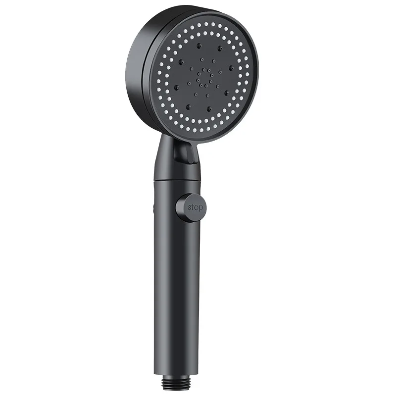 Chuveiro De Alta Pressão Ajustável Com 5 Modos, Botão Único Para Parar, Função De Massagem, Economizador De Água, Cor Preta, Acessórios Para Banheiro