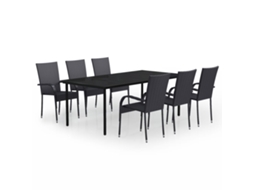 Maison Exclusive - 7 Pcs Conjunto De Jantar Para Jardim Preto