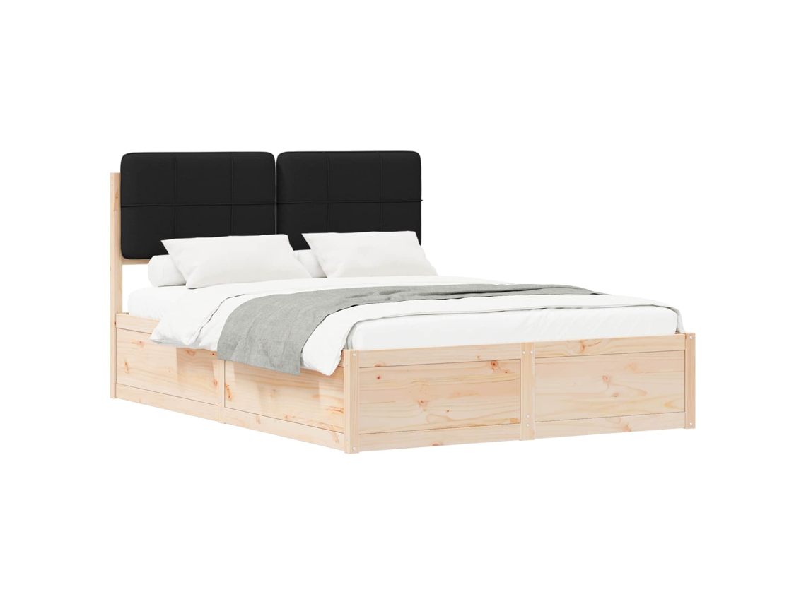 Estrutura de Cama com Cabeceira Estofada Preto 150x200 cm MAISON EXCLUSIVE