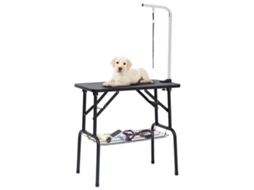 Vidaxl Mesa De Grooming Ajustável Com 1 Laço E Cesto