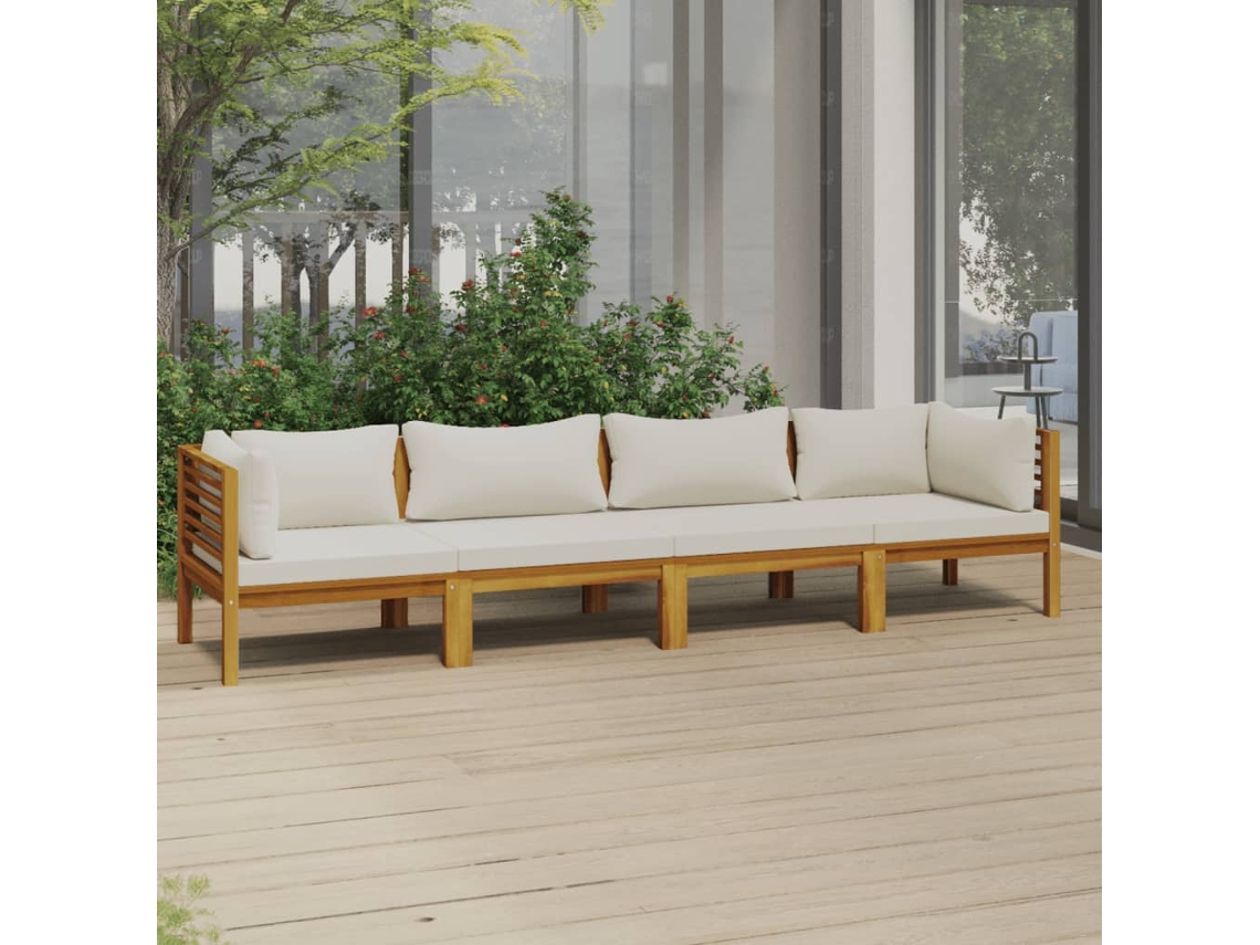 Sofá de Jardim com 4 Peças (65 x 69 x 62,5 Madeira Bege) Worten.pt