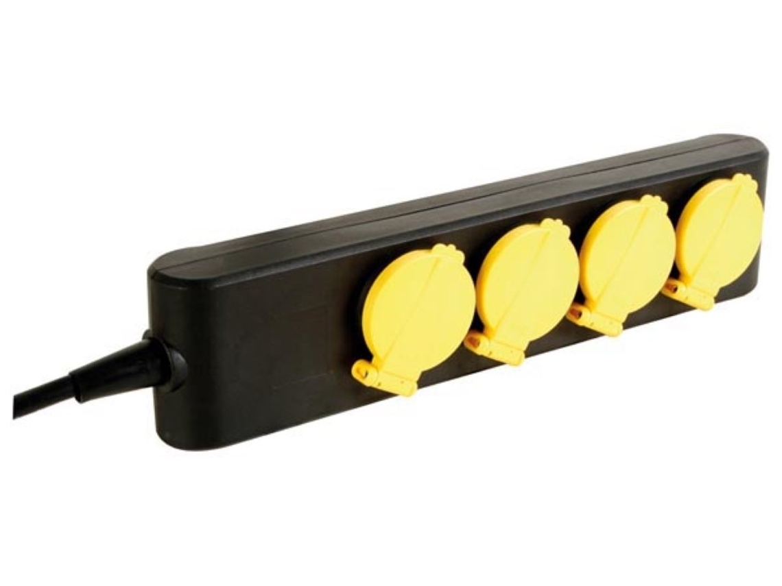 Tomada 4 Vias Ip44 Cabo 1,5 M Preto Tomada Francesa Velleman