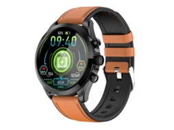 Smartwatch ET440 com pulseira de couro com tela colorida de 1,39'', suporte para monitoramento de frequência cardíaca / pressão