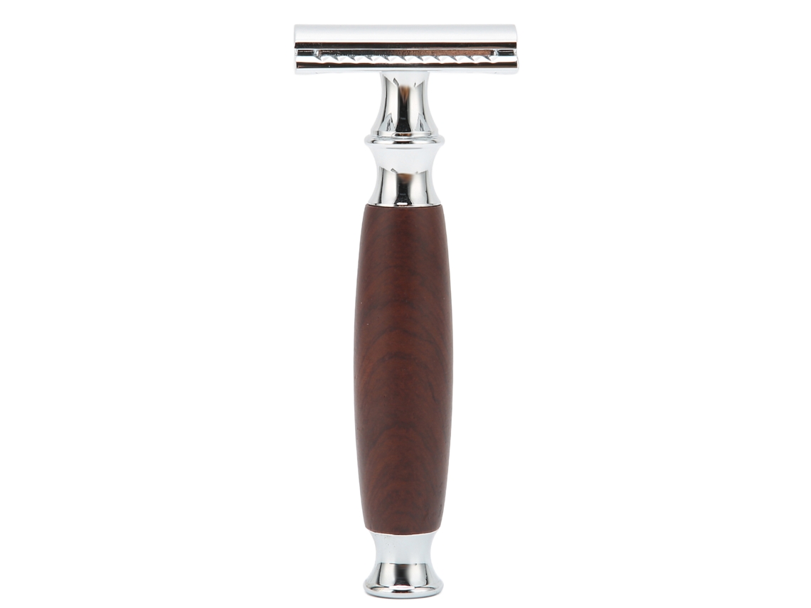 Aparelho De Barbear Manual Com Lâmina Dupla Para Homens, Cabo De Madeira E Liga De Zinco, Portátil Para Casa, Salão E Viagens (sem Lâmina)