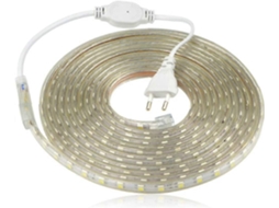 Rebe tira Led 5050 220v Ip65 Impermeável Luz Branca Quente 5m para Interior e Exterior