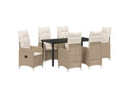 Conjunto de Jantar para Jardim 7 Pcs Bege Vime Pe MAISON EXCLUSIVE