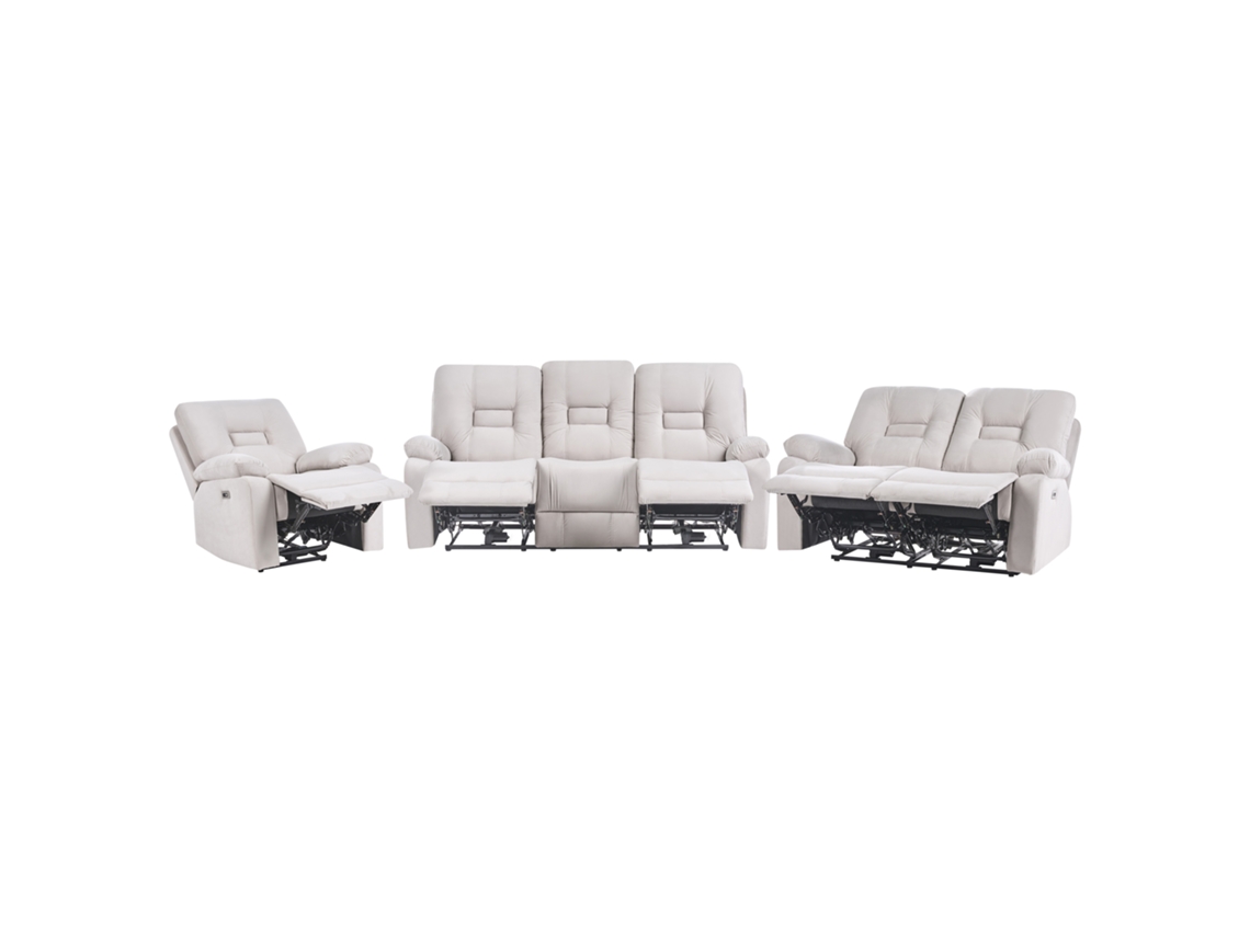 Conjunto De Sala De Estar Beliani Bergen De Terciopelo Beige 202x72x101