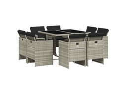 Conjunto de 9 Jantar para Jardim com Almofadões Cinzento Claro MAISON EXCLUSIVE