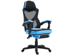 Cadeira De Escritório Ajustável Em Altura Para Secretária Giratória De 360° Reclinável Até 135° 58x72x108-118 Cm Azul