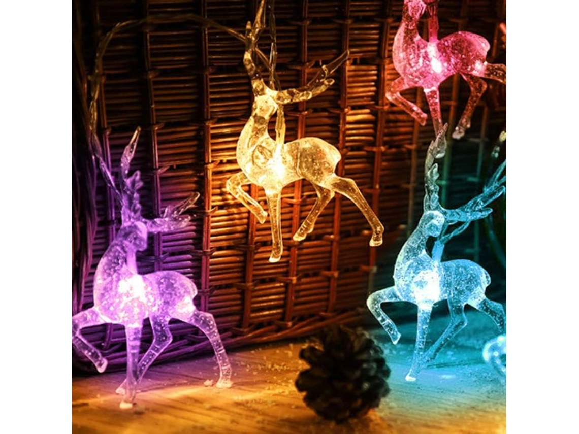 Luzes de Cortina de Natal com Rena 1.5m 10 LEDs Nova Line com bateria | S/MARCA