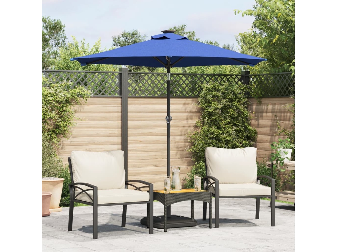 Vidaxl Guarda-sol De Jardim Com Poste De Aço 225x225x212 Cm Azul-ciano
