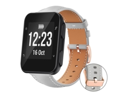 Bracelete para Garmin Forerunner 35 / 30 / 35j couro vegano preto com estampa de tubarão e fivela dourada XIAOMOYU
