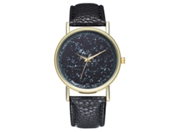 Reloj De Cuarzo Unisex Con Correa De Cuero Pu, Dial De Universo, Moda (negro)