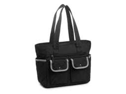 Bolsa Feminina AQUAFORGE sacola com múltiplos bolsos, preta