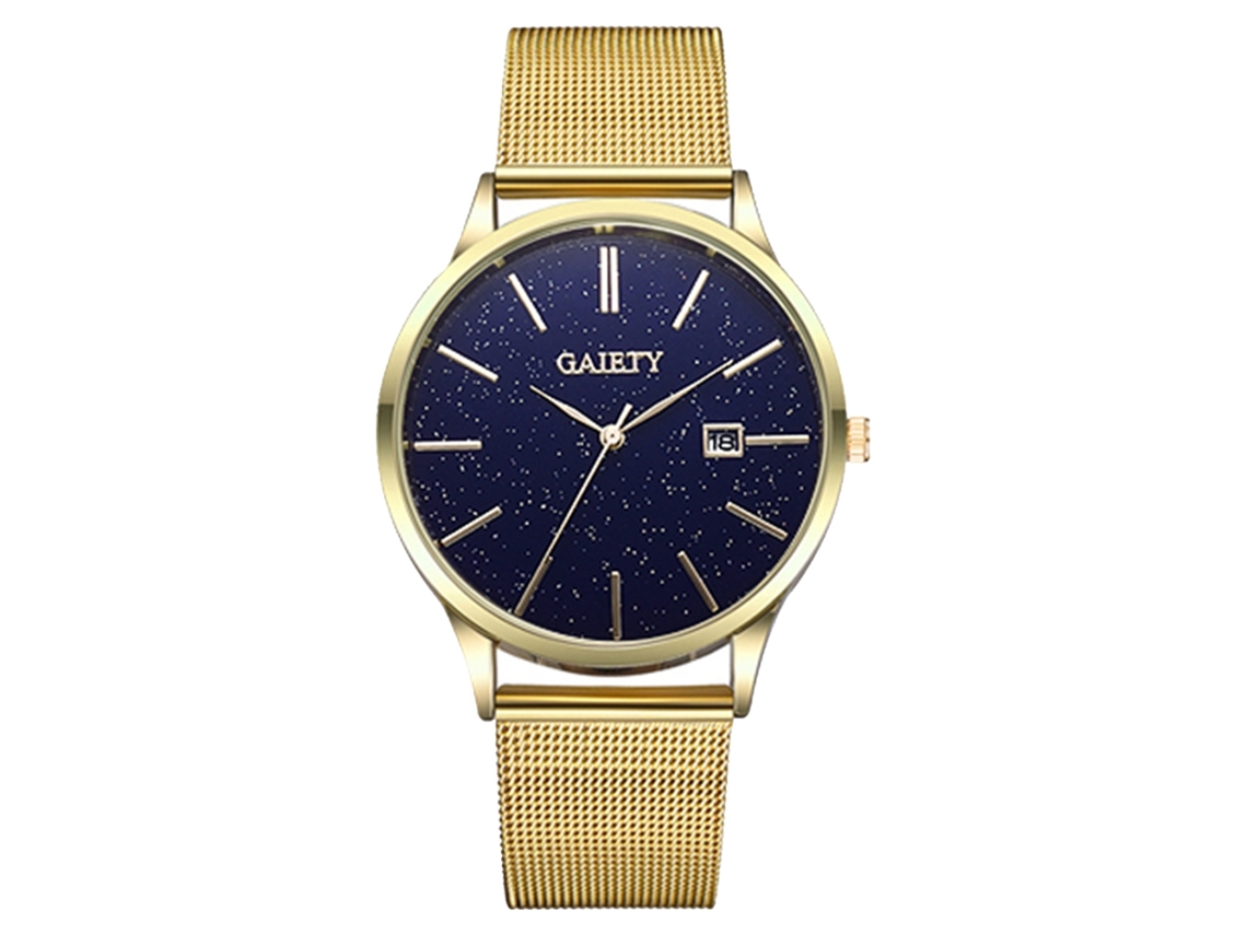Reloj De Pulsera Hombre Moda Ocio Simple Dial De Aleación De Cuarzo Decoración Oro