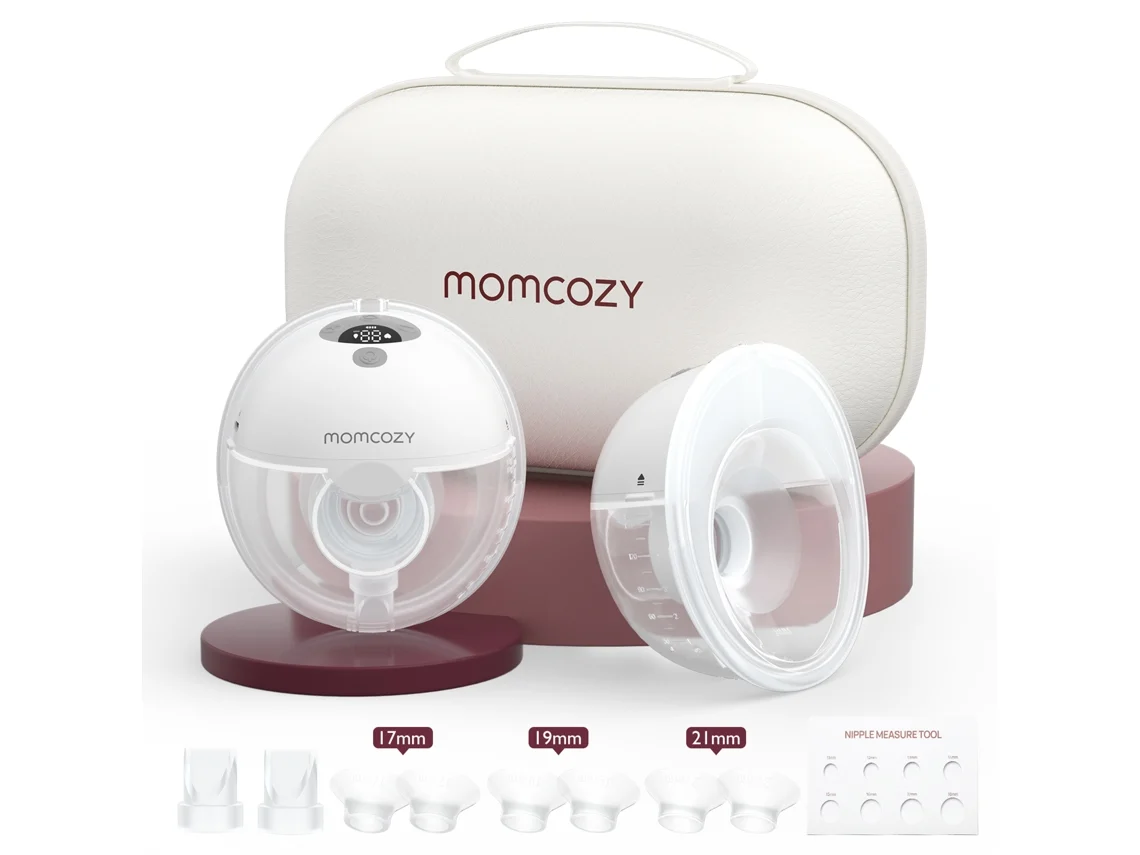 Bomba Tira Leite Elétrica Momcozy M5, Portátil E Hands Free Dupla, Flange Com Dupla Vedação, 3 Modos E 9 Níveis, 24 Mm (2 Unidades, Cinza)