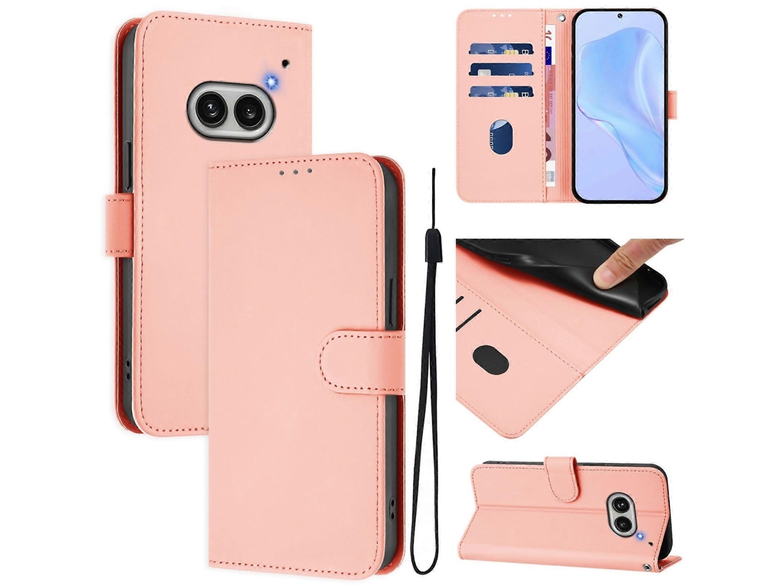 Capa De Celular Em Couro Sintético De Cor Sólida Com Toque Aveludado E Cordão Para Nothing Phone 2a