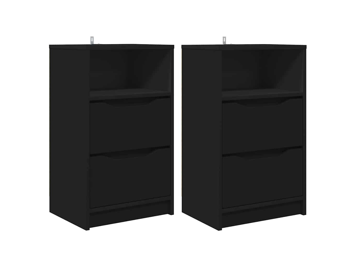 Conjunto de 2 Mesas de Cabeceira MAISON EXCLUSIVE com Gaveta em Preto (40x30x467 cm)