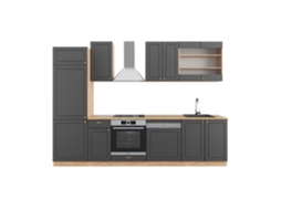 Cozinha Fame-Line, 300 cm, Carvalho PT, Country Antracite/Carvalho Dourado, Vicco