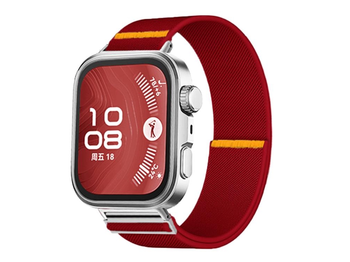 Bracelete Para Huawei Watch Fit 3 / Fit 4 / Fit 4 Pro - Nylon Elástico Ajustável - Uma Alça Vermelha