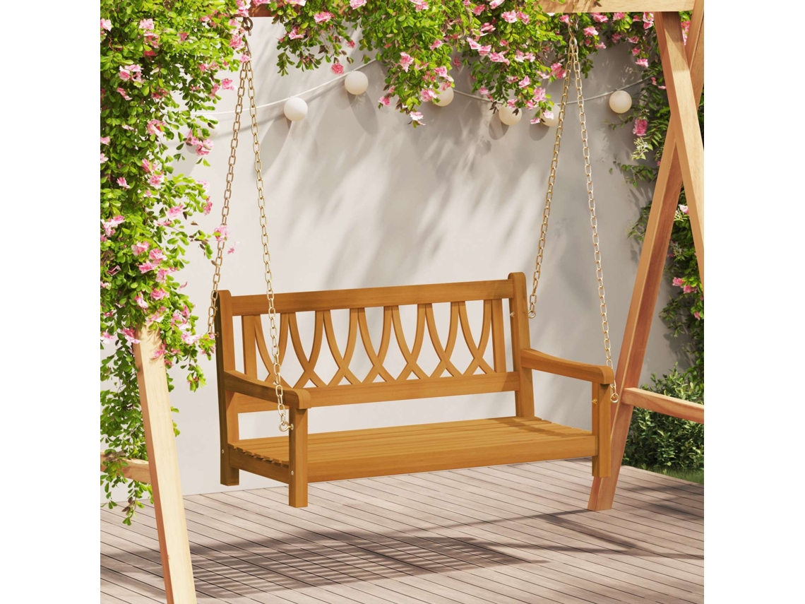 Vidaxl Banco De Balanço Para Jardim 2 -seater 110 X 56 X 58 Cm Natural