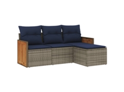 Conjunto de Sofá Jardim 4 Peças Almofadas Rattan Sintético MAISON EXCLUSIVE