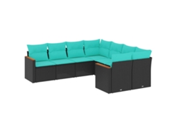 Conjunto de Sofá de Jardim, 9 Peças, Almofadas, Rattan Marrom MAISON EXCLUSIVE
