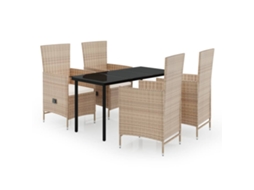 Maison Exclusive - 5 Pcs Conjunto De Jantar Para Jardim Com Almofadões Bege