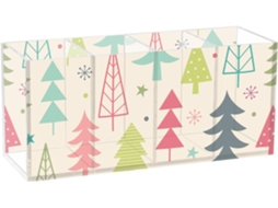 Estojo Acrílico Frodotgv com Design Colorido de Árvore Natal 4 Compartimentos Organizador Lápis Plástico Tra