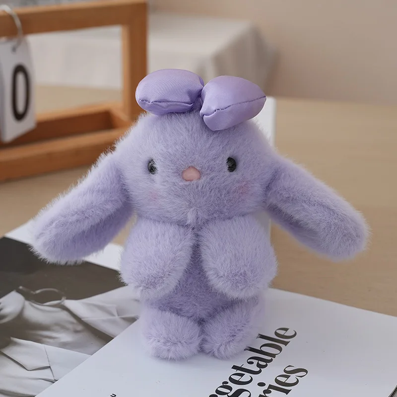 Chaveiro de Coelho de Pelúcia com Laço Macio , Pingente de Coelho Fofo e Charmoso. MDUG (roxo)