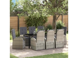 Vidaxl Conjunto De Jantar Para Jardim 9 Unid. Cinzeto Vime Pe