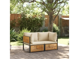 Vidaxl 2 Pcs Conjunto De Sofás De Jardim C/ Almofadões Acácia Maciça