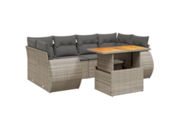 Conjunto de 7 Sofás para Jardim com Almofadões Vime Pe Cinzento MAISON EXCLUSIVE (7 pcs)