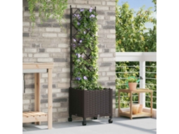 Vidaxl Vaso De Jardim Com Treliça E Rodas Castanho 40 X 40 X 149 Cm Pp