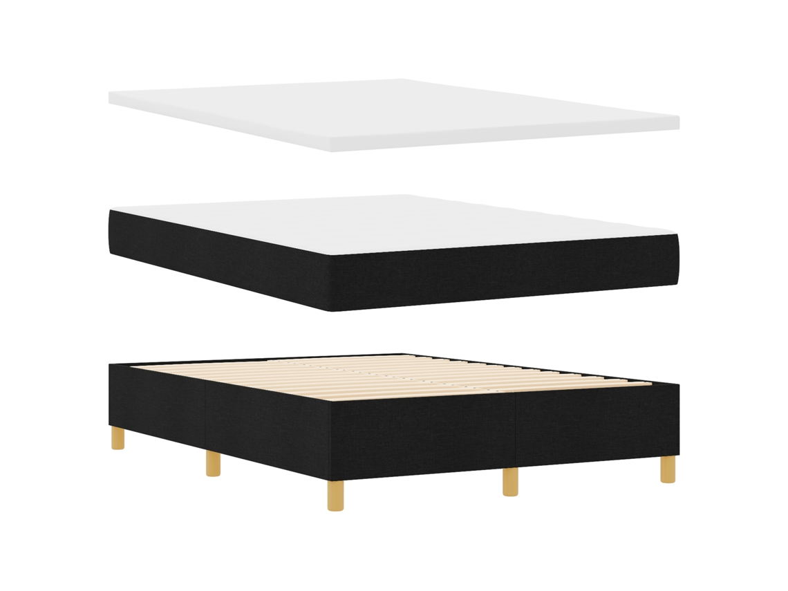 Conjunto 1 Cama Box Vidaxl Preto Poliéster (200 X 140 Cm)