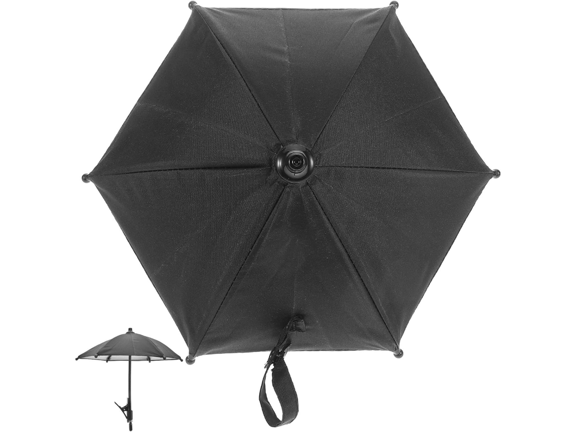 Suporte para celular com proteção solar e sistema de navegação em tecido preto.