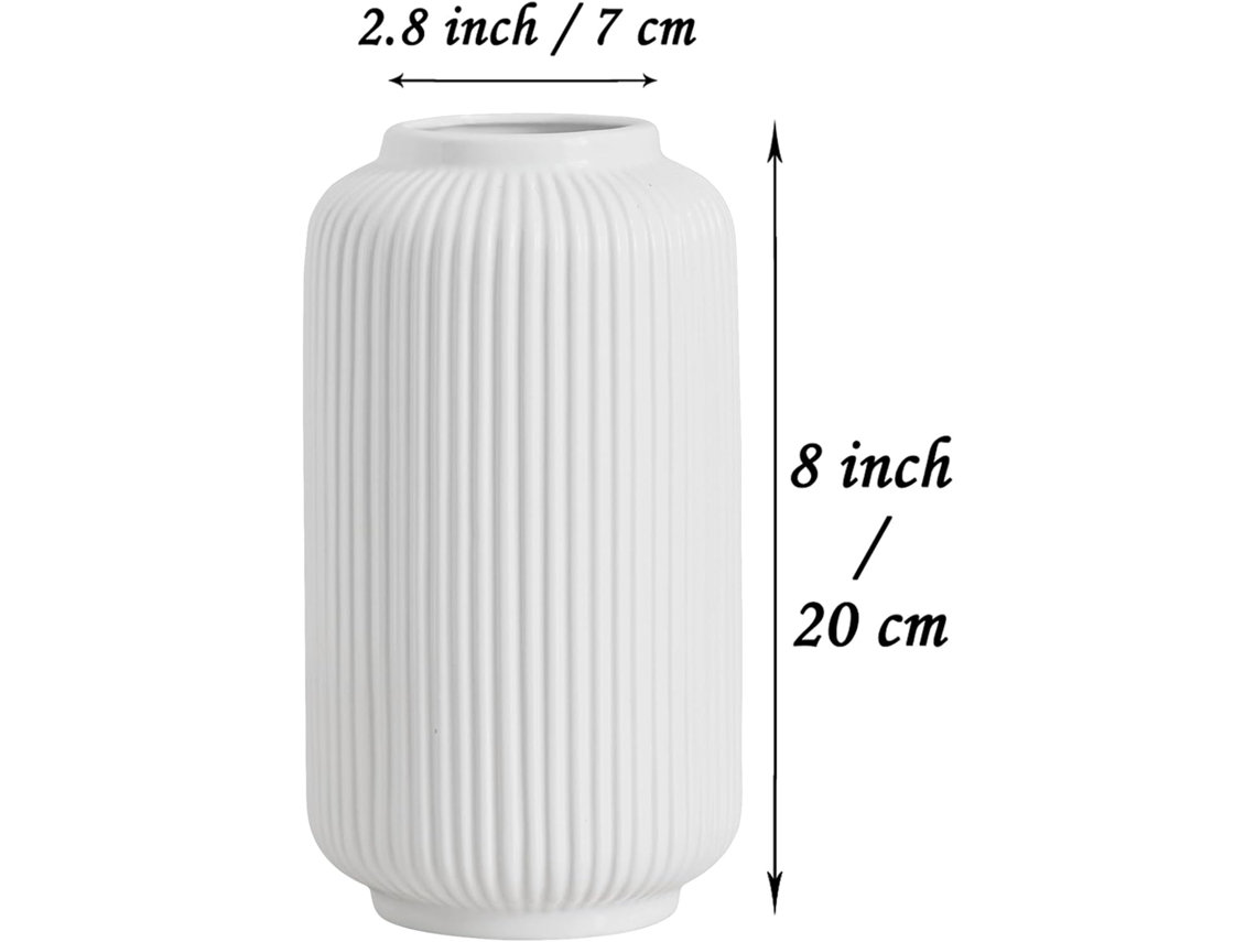 Vaso de Cerâmica, Branco, Geométrico, 20 Cm ZYBLSSBB