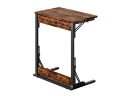 Mesa Auxiliar Dobrável C 60x37x71 Cm Metal, Pernas Ajustáveis, Multiuso Castanho NOVELA