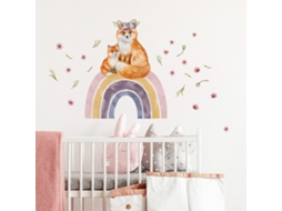 Rebe stickers de Parede de Animais Arco íris e Flores para Crianças, Decoração para Quarto, Sala, Escritório e Cozinha