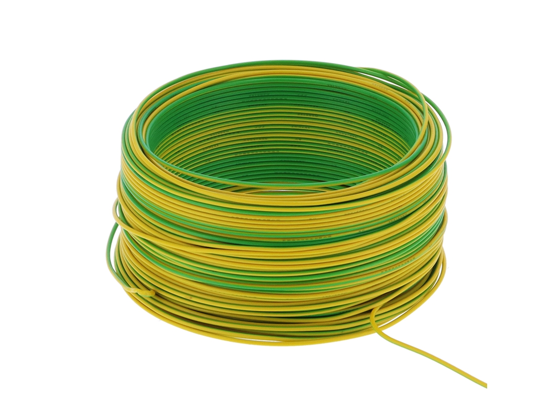 Cabo Elétrico Isolado Em Pvc De Cobre 7 Núcleos Bv‑1x1 100m Amarelo-verde Ac300v