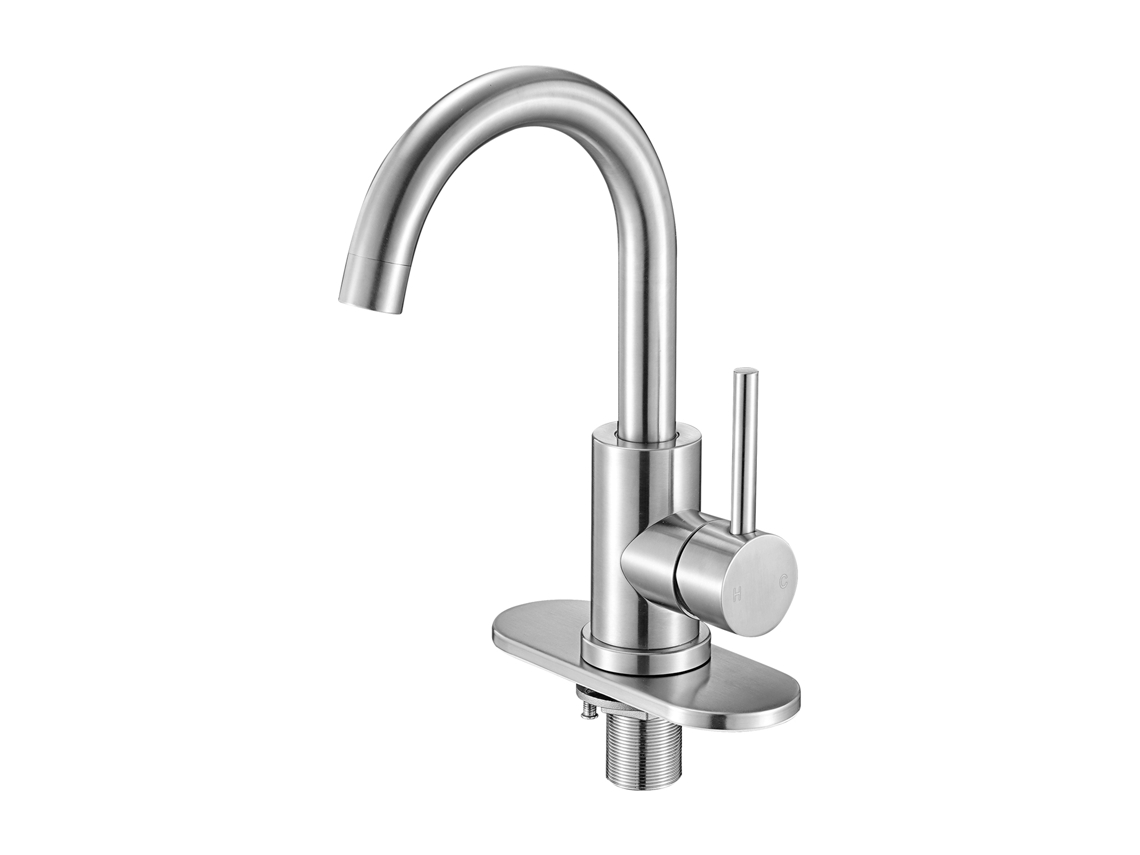 Torneira Monocomando Para Lavatório Em Níquel Escovado Com Bico Alto 183 X 50 X 295 Mm Vevor