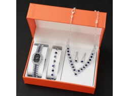 Conjunto de Presente Feminino com Relógio de Pulseira de Malha e Caixa Laranja SPQMENT