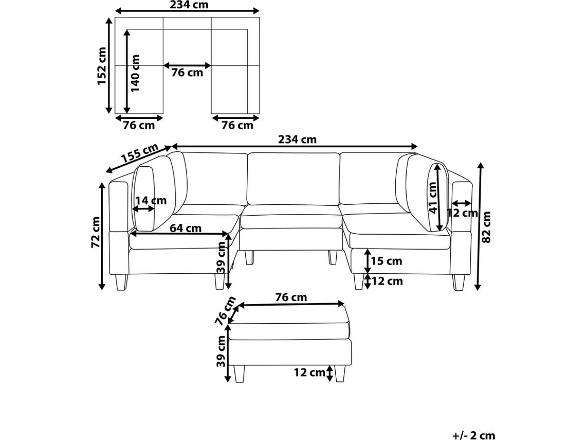 Sofá XL Fevik (Cinzento Poliéster 152x228x80 cm) Worten.pt